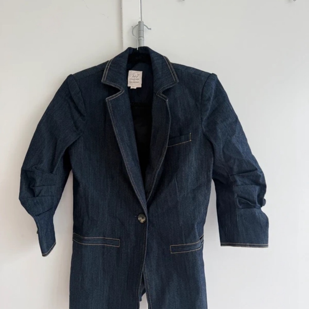 Denim Blazer Jacket - Dark Indigo